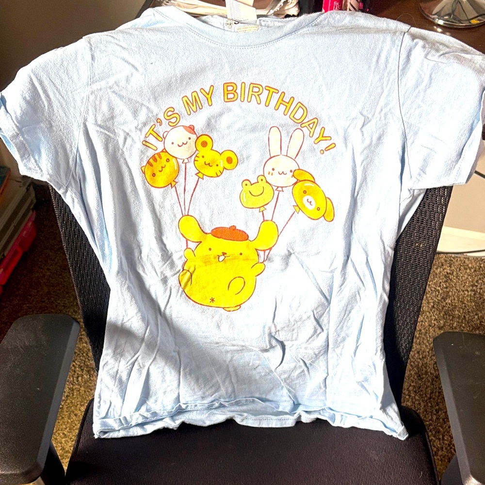 Sanrio Light Blue "It's My Birthday" Graphic Tee
